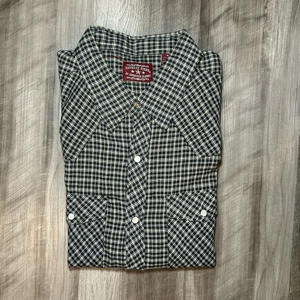 Outback Rider Western Long Sleeve Pearl Snap Button Shirt - XL